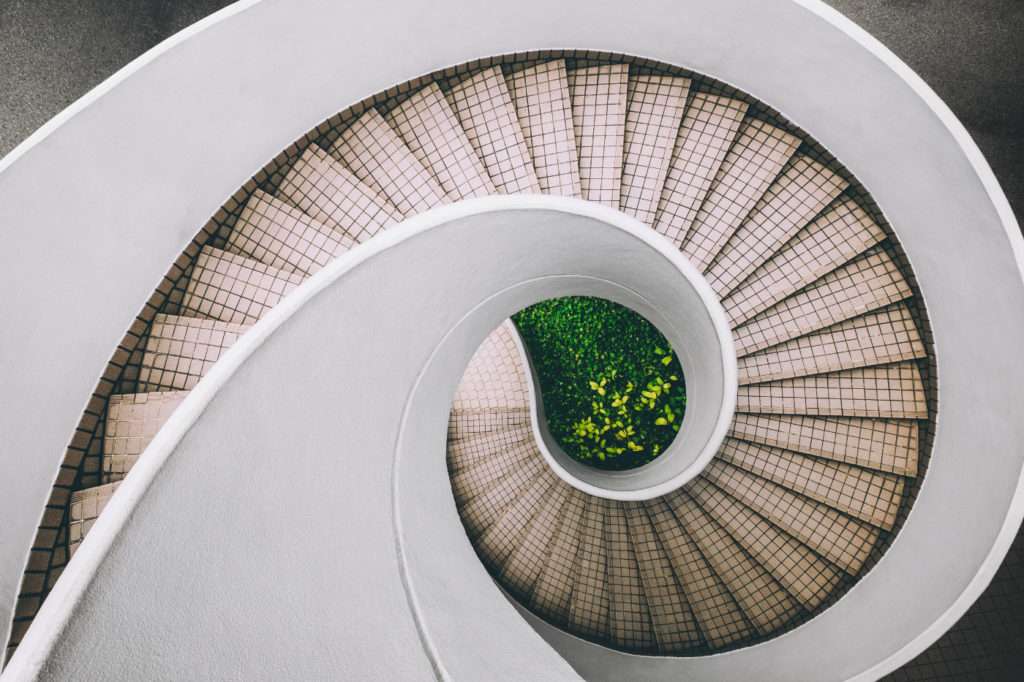 A spiral staircase.