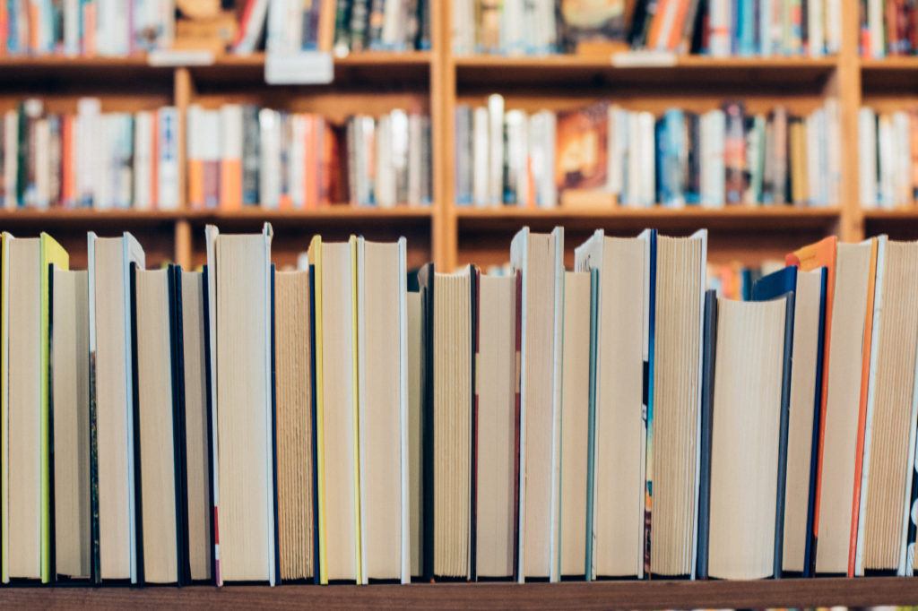 A shelf full of books.