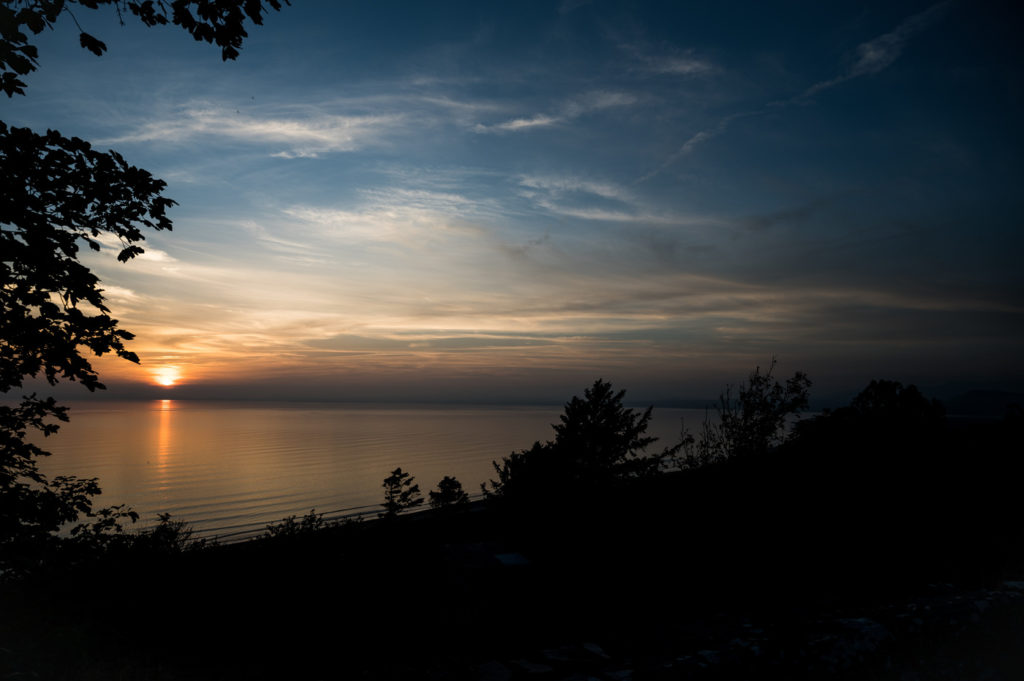 Sunset over a lake.