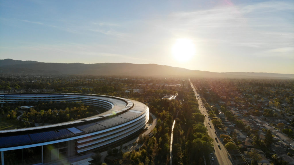 An aerial view of Apple's headquarters in Cupertino.
