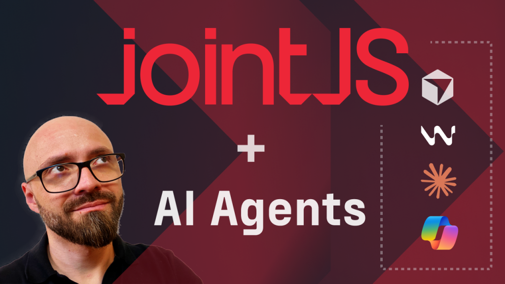 JointJS logo connected to AI agents Cursor, Claude, Windsurf, and Copilot.